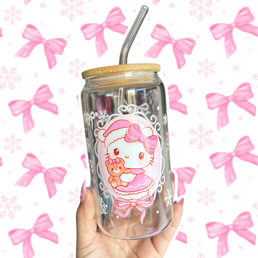 Kawaii Christmas Glass Cup